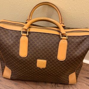 Celine Brown and Tan Duffel/Travel Bag